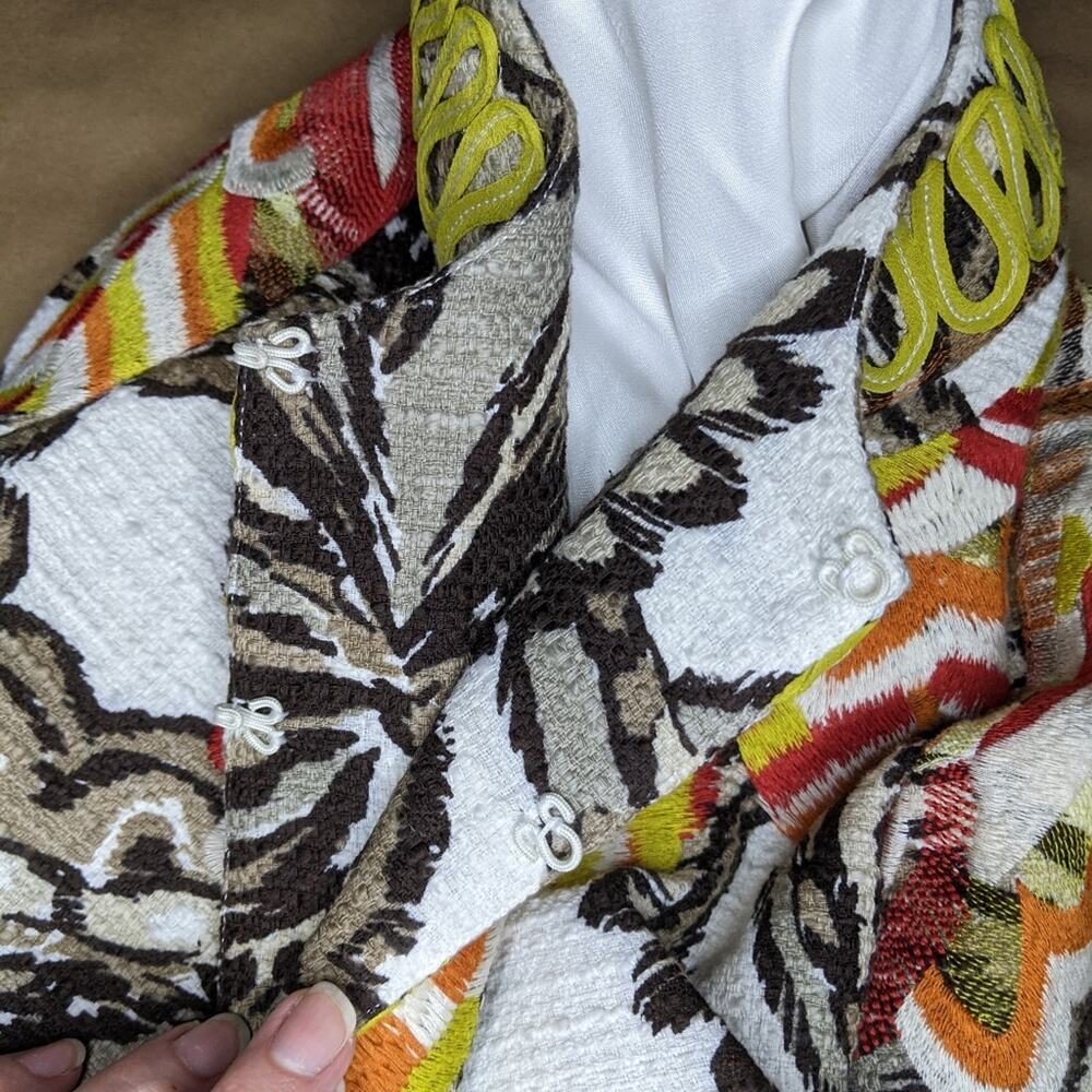 Chicos VTG Multicolored Tropical Floral Blazer Jacket Coastal Grandma M 8 Size 1 - Picture 10 of 11